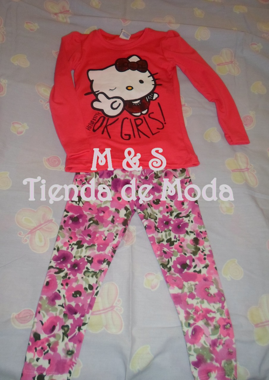 Conjunto de calza floreada y camiseta de Hello Kitty
