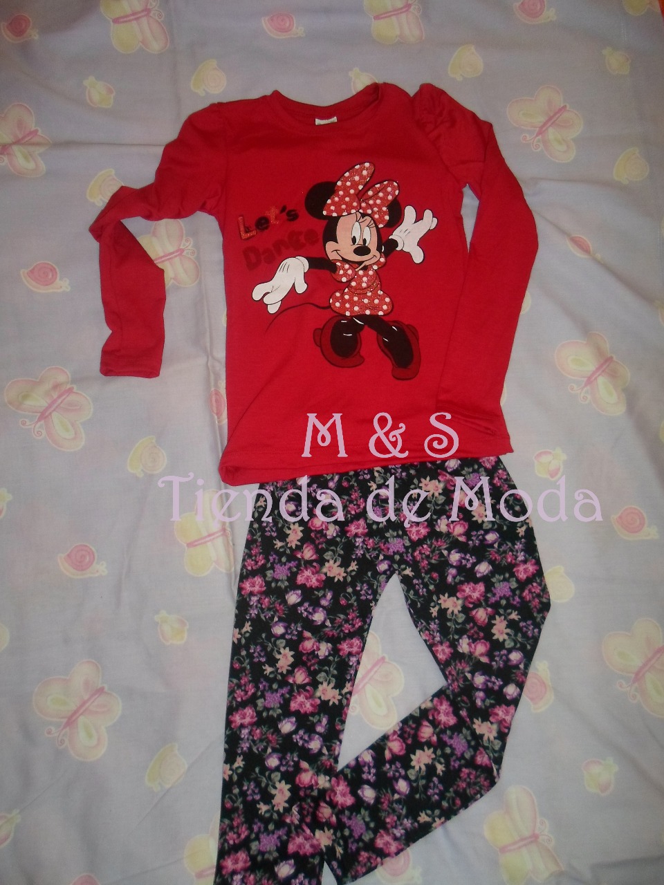 Conjunto de calza floreada y camiseta de Minnie